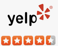 A yelp logo with some stars in the middle